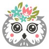 Floral Crown Owl SVG