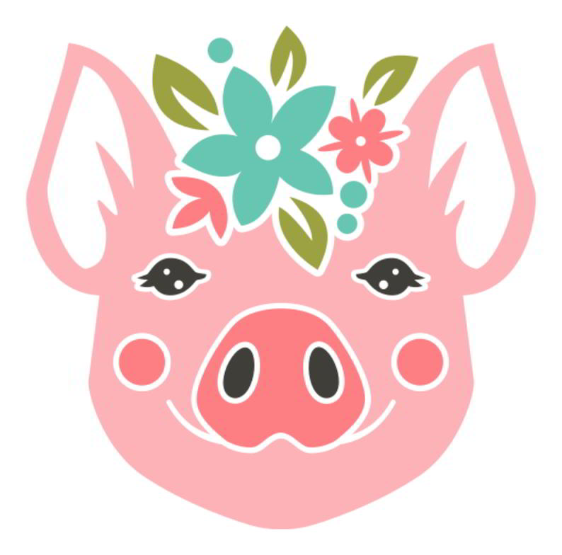 Floral Headset piggy SVG