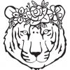 Forest Tiger With Floral Crown SVG